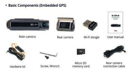محتويات حزمة كاميرا السيارة المزدوجة 4K