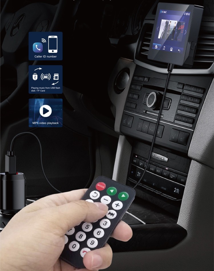 شاشة سيارة مزودة بجهاز إرسال وفيديو FM بدون استخدام اليدين